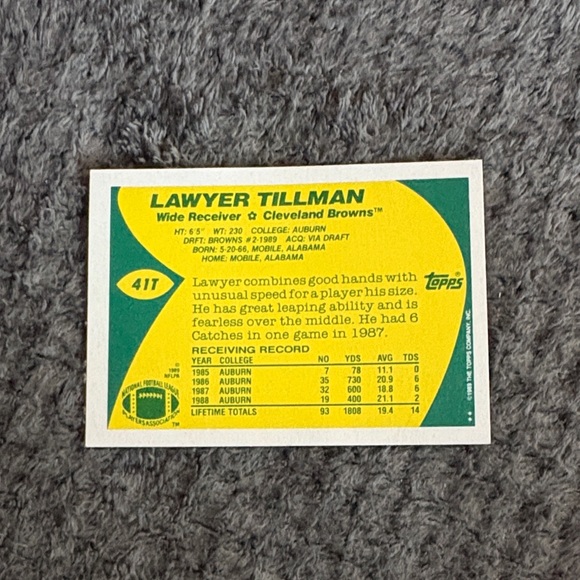 Topps Cleveland Browns Lawyer Tillman Football Card - Picture 2 of 2